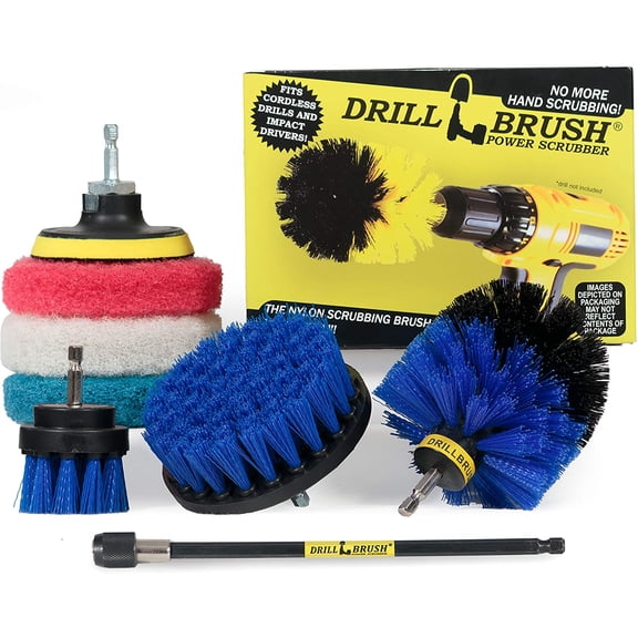 Drillbrush Outdoor Carpet Cleaner - Drill Brush Power Scrubber - Boat Brush - Spa, Hot Tub, Cleaner Brushes - Pool Grout Cleaner - Bathroom Power Scrubbing Pads - Rotary Drill Brush Cordless Scrubber
