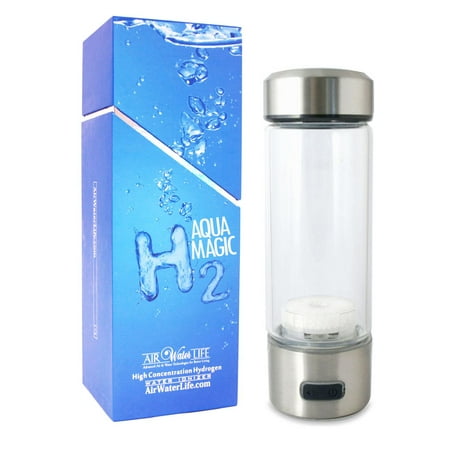 Aqua Magic H2 Hydrogen Rich Ionize Water Portable Glass Bottle by Air Water