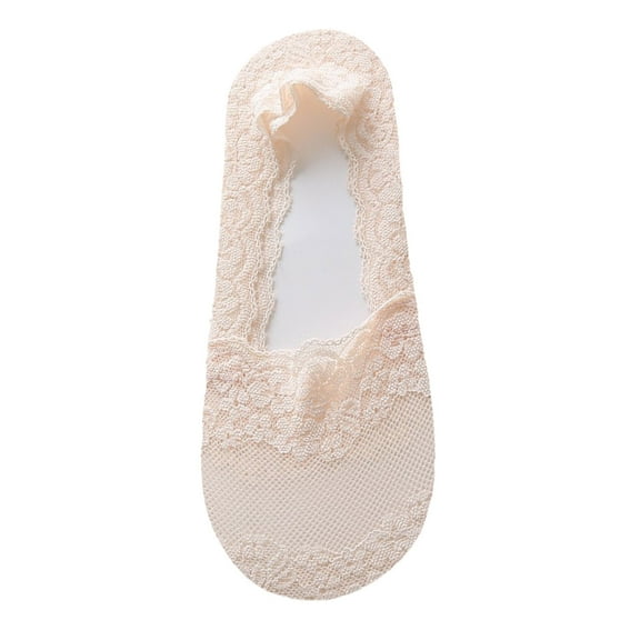 UJNDER Women's Liner Socks Lace Trim Sole No Grip Socks Pink