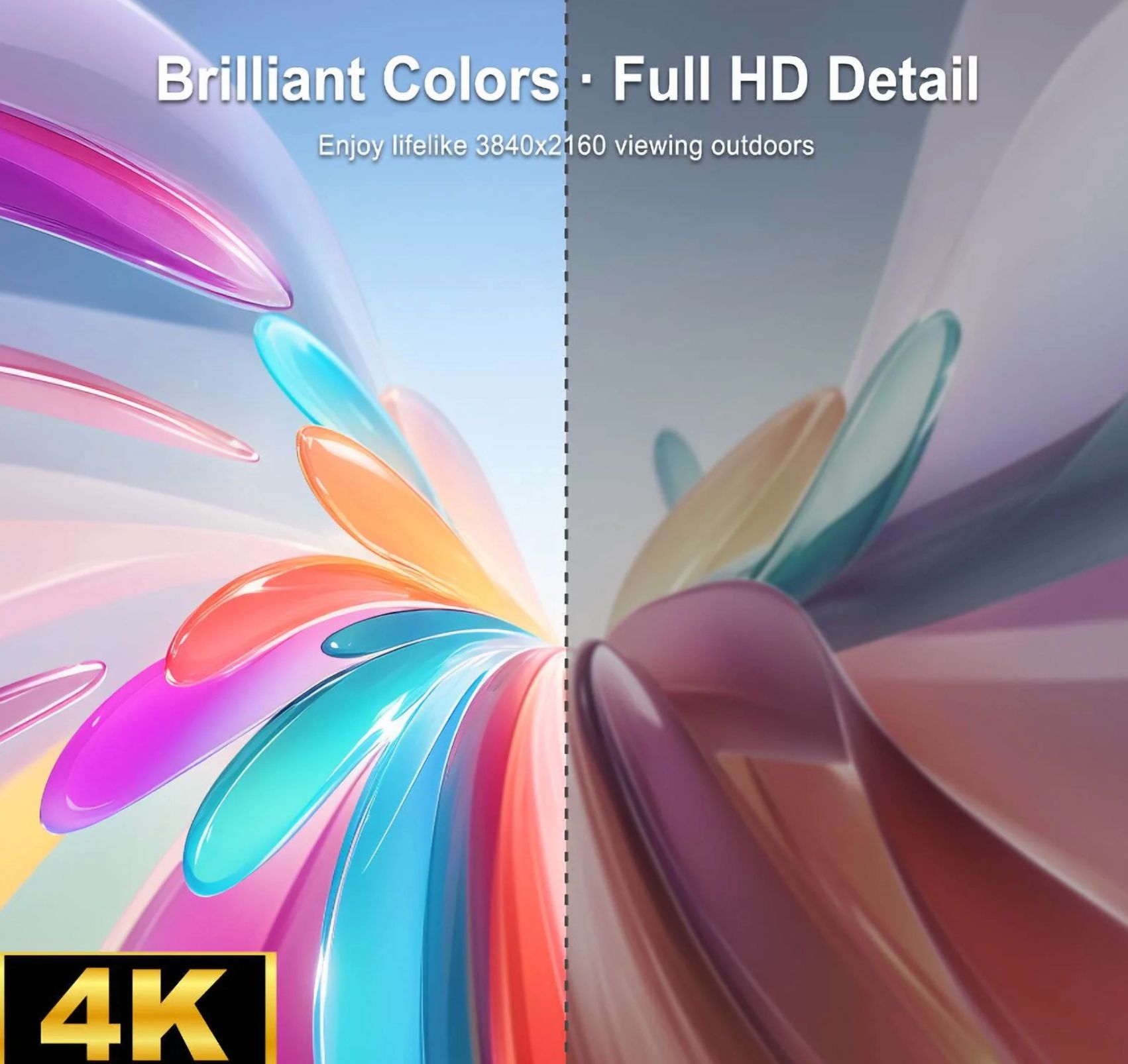 65" Outdoor TV, 4K UHD Smart TV, IP65 Waterproof, 2500nits High Brightness Suitable For Full Sun, Built-in Voice Assistant & Dolby Atmos