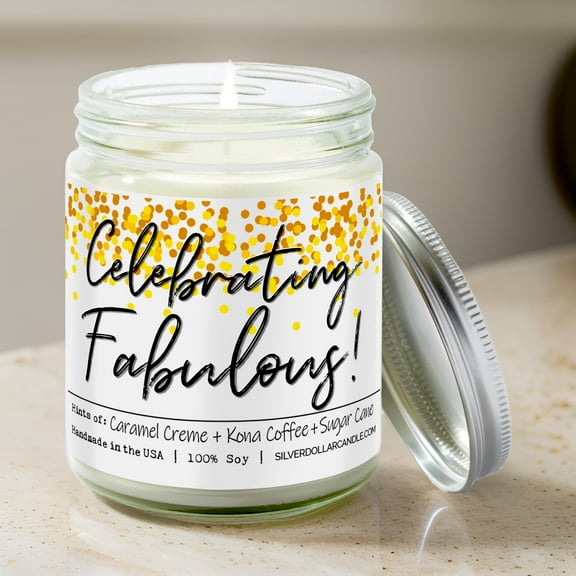 Celebrating Fabulous! 9oz Soy Wax Candle with Brazilian Coffee, Citron Peel, Caramel, Sugar Cane Notes