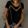 thumbnail image 5 of Summer Tops for Womens Lace Splicing Scooped Neck T-Shirts Short Sleeve Tops Plain Basic Tunic Blouses Relaxed Fit Tops Dressy Shirts Lounge Breathable Tunic Blouses Beach Vacation Clothes, 5 of 7