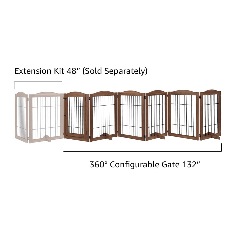 Unipaws Extra Wide Freestanding Dog Gate, 6 Panels Pet Gates with 5 Support Feet