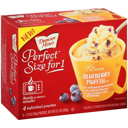 (3 Pack) Duncan Hines Perfect Size for One Sunrise Blueberry Muffin Mix 2-2.29 oz