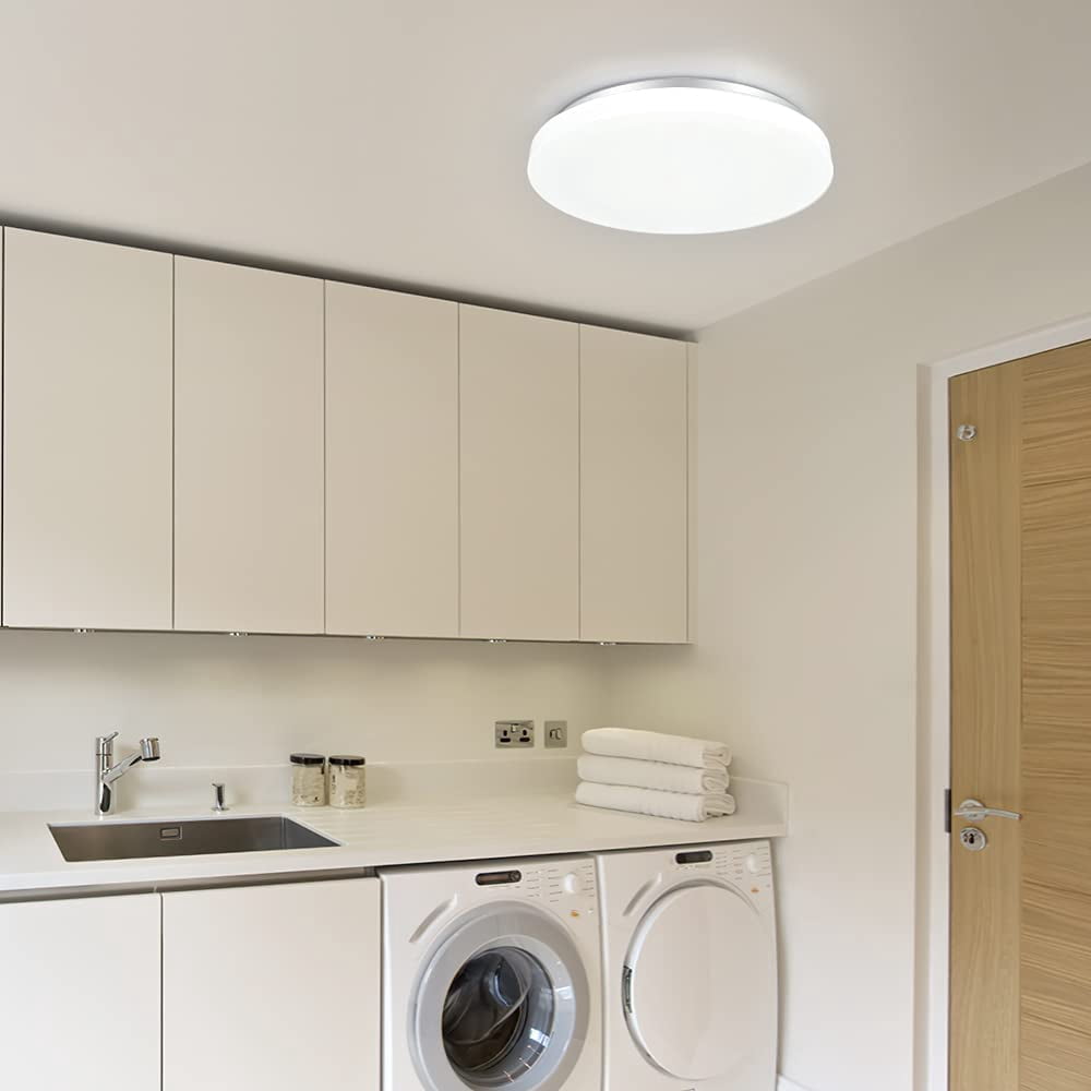 Depuley20W Led Flush Mount Ceiling Light Fixture, Waterproof Led Ceiling Lights, 10 Inch 6000K Daylight 1650lm 100W Equivalent Bathroom Ceiling Lamp for Kitchen, Laundry, Bedroom, Hallway, Non Dimmabl