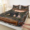 thumbnail image 4 of Castle Fairy Teens Jungle Bear Bed Sheets 4-Piece,Canoe Pinecone Tribal Aztec Full Size Sheets,Brown Red Green,1 Fitted Sheet, 1 Flat Sheet and 2 Pillowcases, 4 of 6