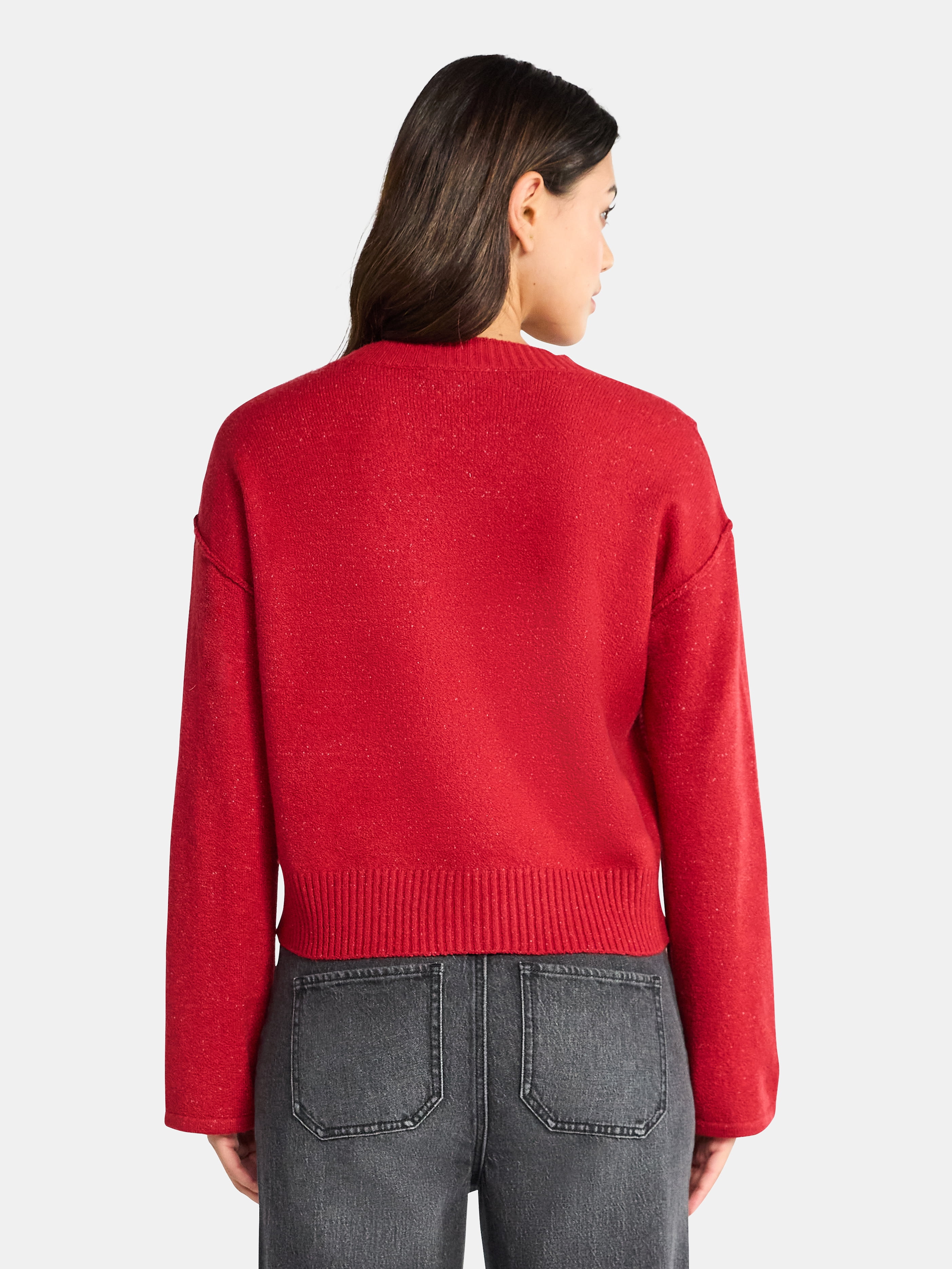 Time and Tru Women's Ribbed V Neck Sweater, Lightweight, Sizes XS-XXXL