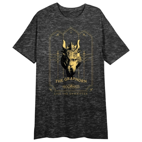 Hogwarts Legacy The Graphorn Crew Neck Short Sleeve Charcoal Heather Women's Night Shirt-Medium