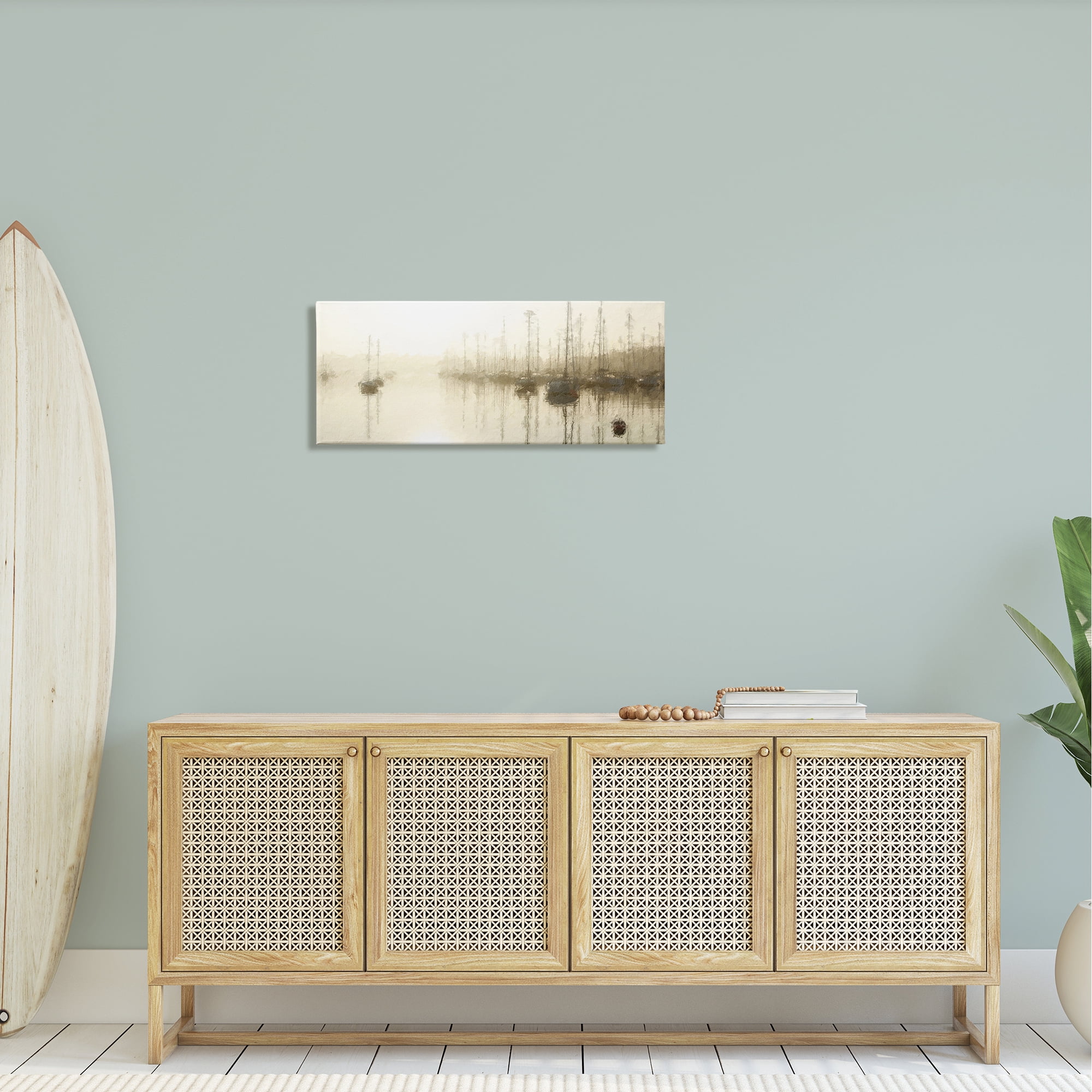 Stupell Impressionist Marina Boats Reflection Landscape Painting Gallery Wrapped Canvas Print Wall Art
