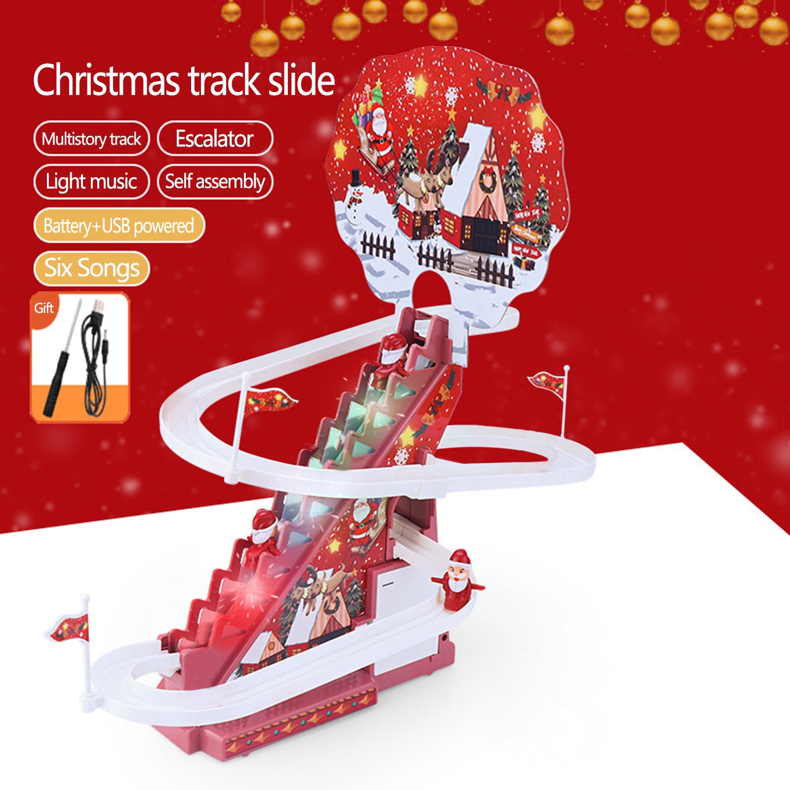 Père Noël électrique Grimpant Avec Musique Et Lumières LED - Jouet Animé Pour Enfants - Fonctionne Sur Piles (non Incluses)