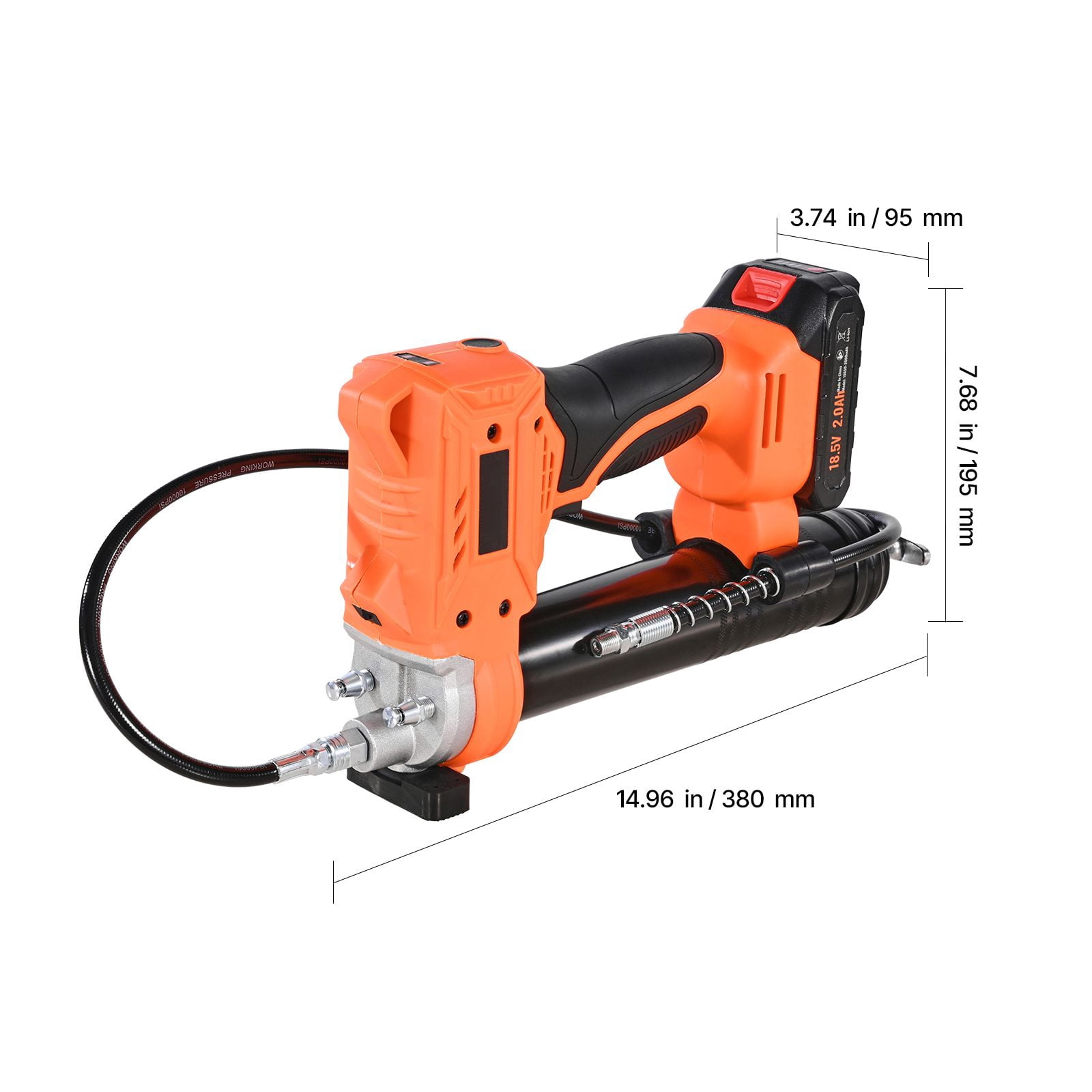 20V Cordless Grease Gun with 2.0Ah Battery, 8000 PSI Max, 35.4" Hose, LED Light&Case for Auto and Machine Maintenance