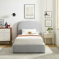 thumbnail image 2 of Platform Bed Frame, Twin Size, Grey Gray, Fabric, Bedroom, Modern Contemporary HB36797, 2 of 9