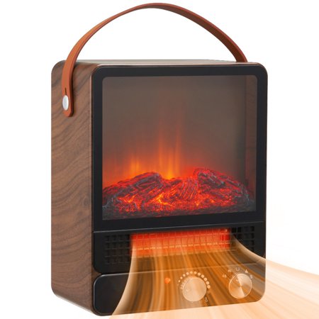

uhomepro Electric Fireplace Space Heater 750W/1500W Portable Tabletop Heater with Adjustable Temperature for Home Office