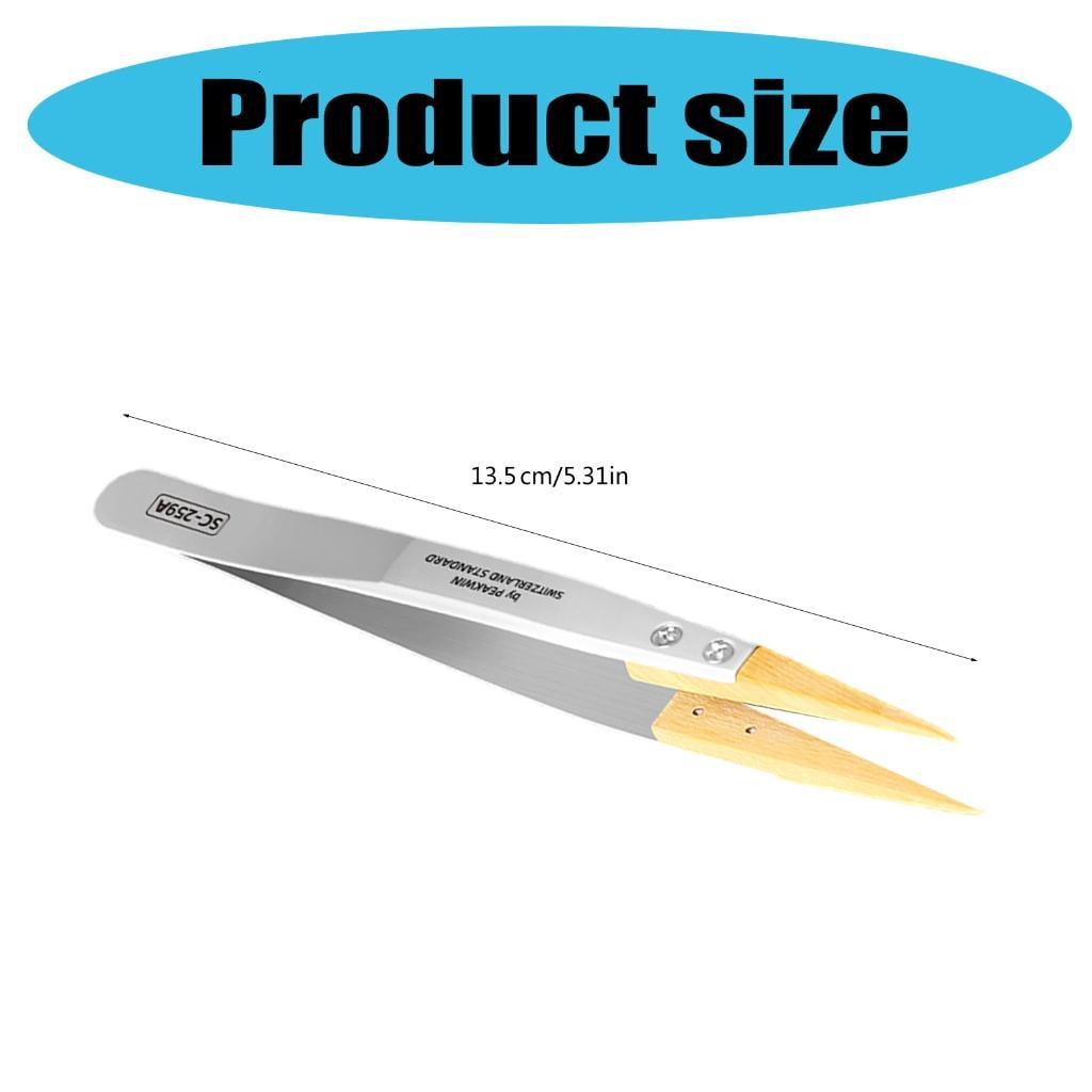 CEORPER Antimagnetic Tweezer With Boxwood Grip For Delicate Instrument Maintenance