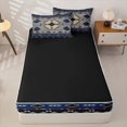 thumbnail image 4 of jejeloiu Vintage Aztec Geometric Zipper Twin Comforter Sets with Fitted Sheet and 2 Pillowcases,Nautical Tribal Zipper Bedding Set For Boys,Blue Gray,Black Reversible,4-Piece, 4 of 7