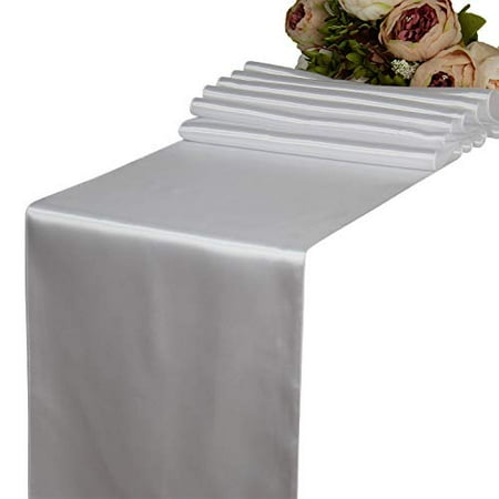 

WELMATCH White Satin Table Runners 5 pcs Wedding Banquet Party Event Decoration Table Runners (White 5)