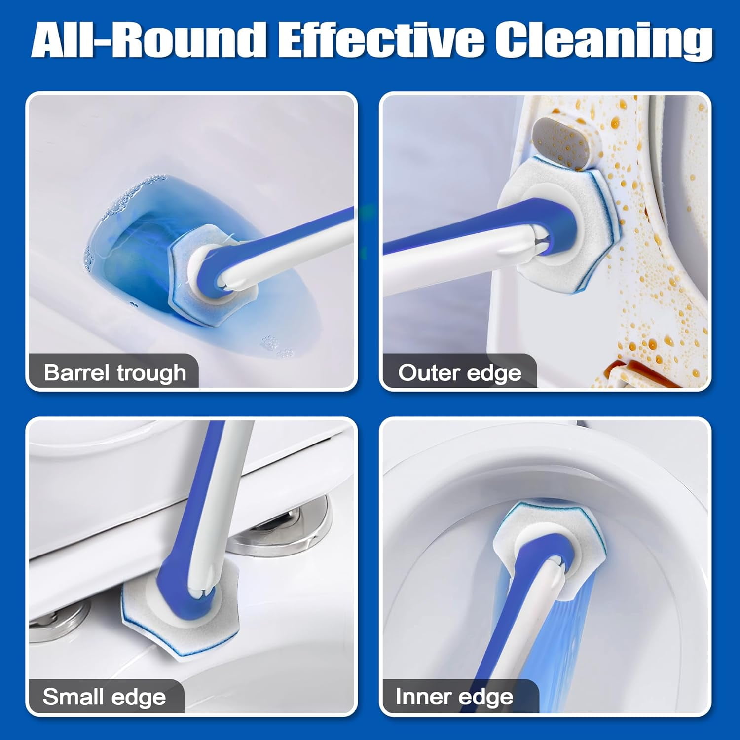 Disposable Toilet Brush with 48 Wand Cleaner Refills, Wall Mounted Toilet Bowl Brush Holder Set, Bathroom Cleaning System for Sink Bathtub Wash Basin (Blue)