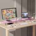 thumbnail image 4 of Dual Monitor Stand Riser, 3-Layer Pink Acrylic Desk Organizer with -Slip Pads for 2 Screens, 4 of 6