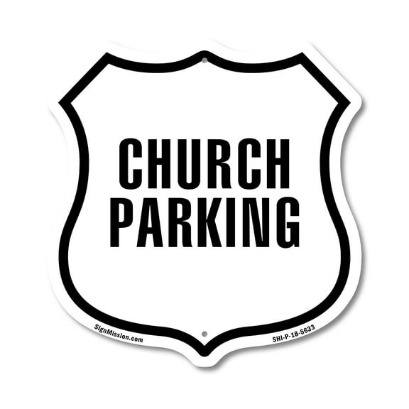 Church Parking (2 Pack) 12 inch X 12 inch Shield Shaped Commercial Grade Plastic Signs Weather Resistant Made in the USA