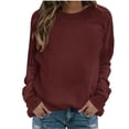 thumbnail image 3 of Craaazy Trendy Womens Crewneck Sweatshirt Solid Color Raglan Sleeve Casual Fashion Top for Everyday Outings Gifts, 3 of 5