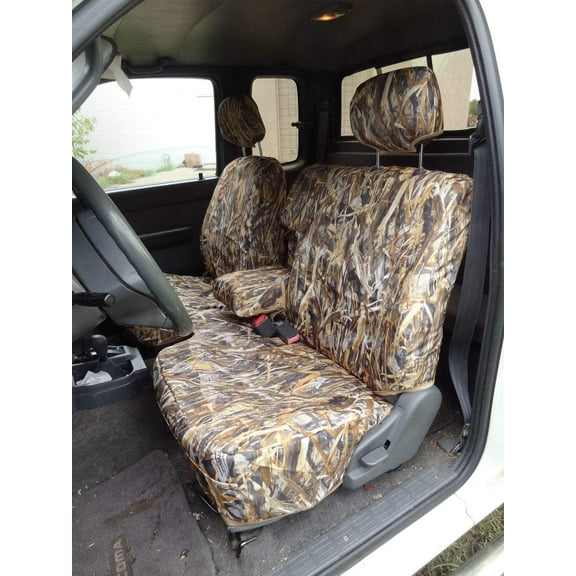 T772 1995-2000 Toyota Tacoma Xcab Front 60/40 Split Bench Seat with Integrated Armrest in SAC Camouflage Endura