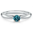 thumbnail image 3 of Gem Stone King 925 Silver and 10K Rose Gold London Blue Topaz Engagement Ring for Women | 0.33 Cttw | Round 4MM | Gemstone November Birthstone | Size 5, 3 of 6