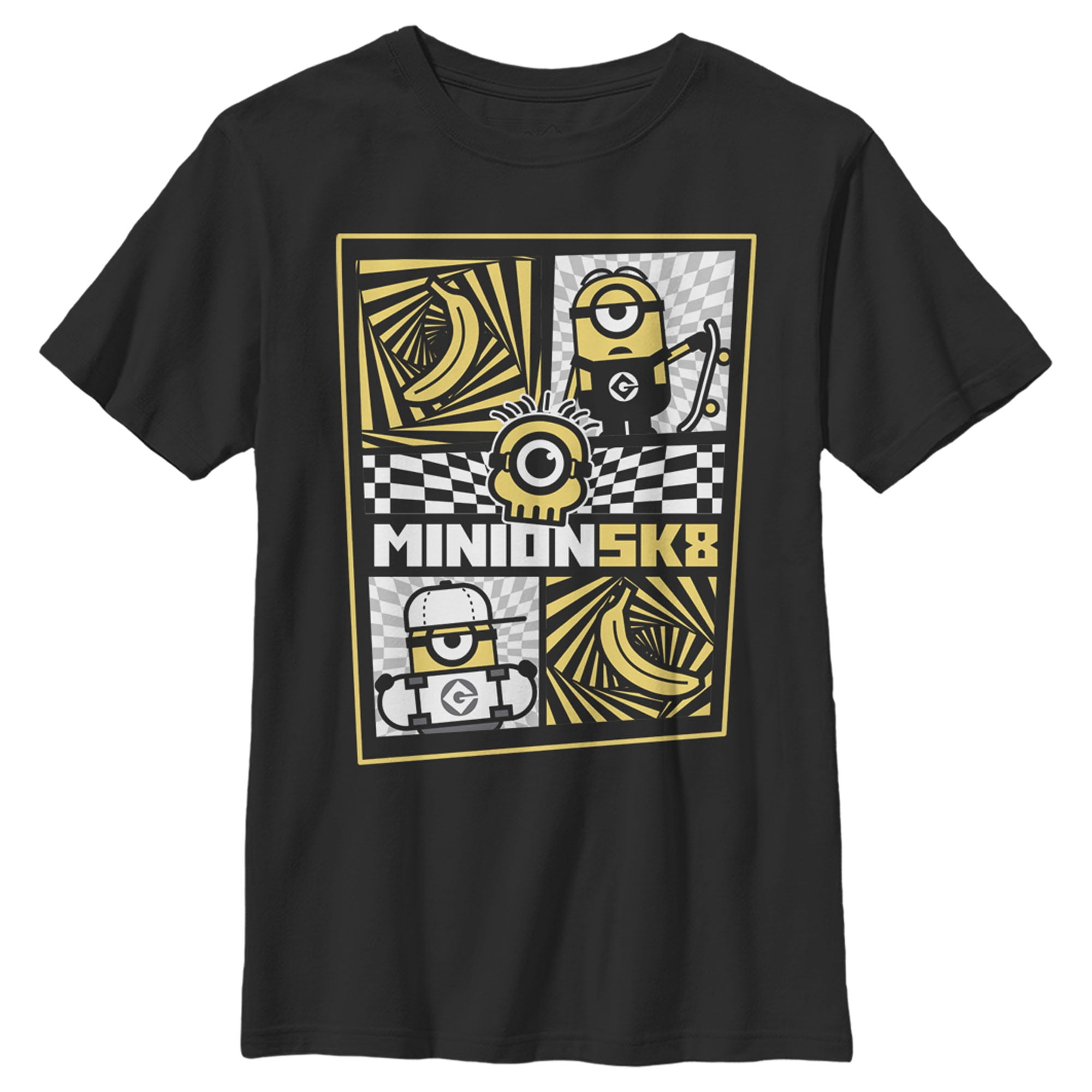 Boy's Despicable Me Minions Sk8 Or Die  Graphic Tee Black Medium