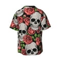 thumbnail image 2 of Daiia Skull and Roses Men's Linen Shirts Short Sleeve Casual Shirts Button Down Shirt for Men Beach Summer Wedding Shirt-X-Large, 2 of 7