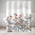 thumbnail image 2 of Mizhona Daisy Floral Shower Curtains with Snap in Liner Pink Wildflower No Hook Fabric Bathroom Curtain,71"x74", 2 of 5