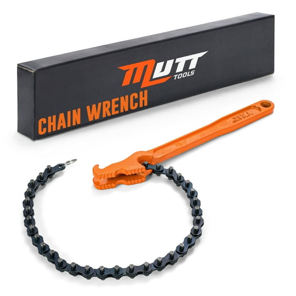Mutt Tools 12" Chain Wrench - Heavy Duty Chain Pipe Wrench for 1-1/2" to 6" Pipes - Professional Chain Oil Filter Wrench for Mechanics and Plumbers