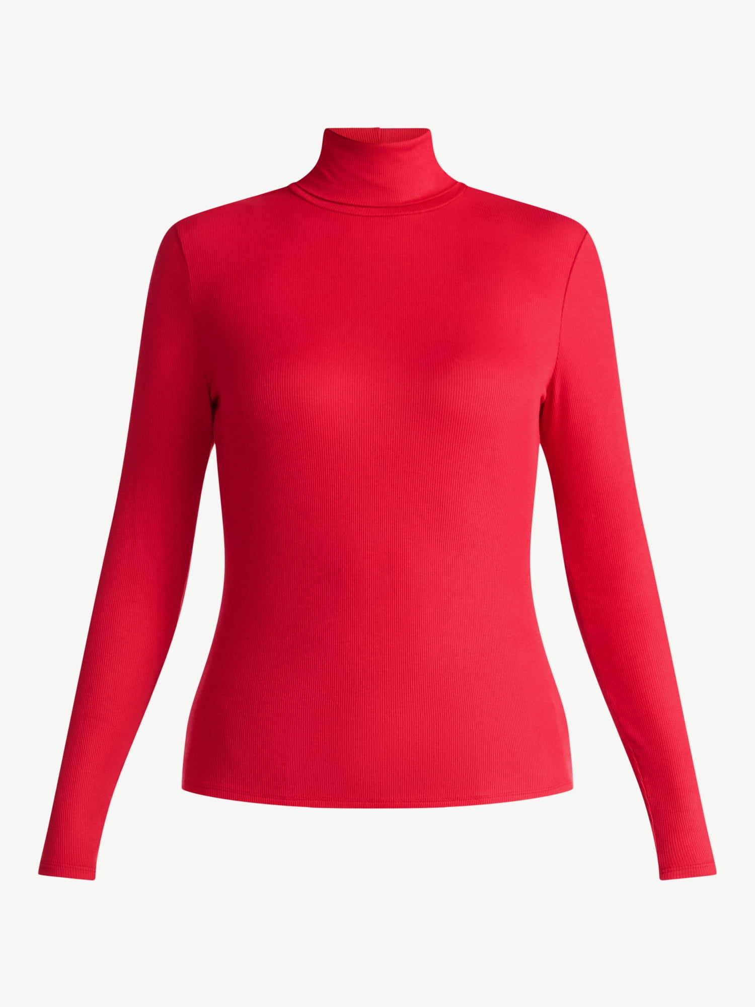 Time and Tru Women's Ribbed Turtleneck with Long Sleeves, Sizes XS-XXXL