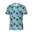 thumbnail image 3 of Yiaed Cute Dog Footprints Print Mens Short Sleeve Tight Fit T-Shirt, Crewneck Casual Tee-Small, 3 of 5
