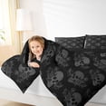 thumbnail image 4 of jejeloiu Goth Skull Skeleton Full Size Comforter Sets,Gray Rose Bedding Sets For Kids Reversible 3 Pieces, 4 of 8