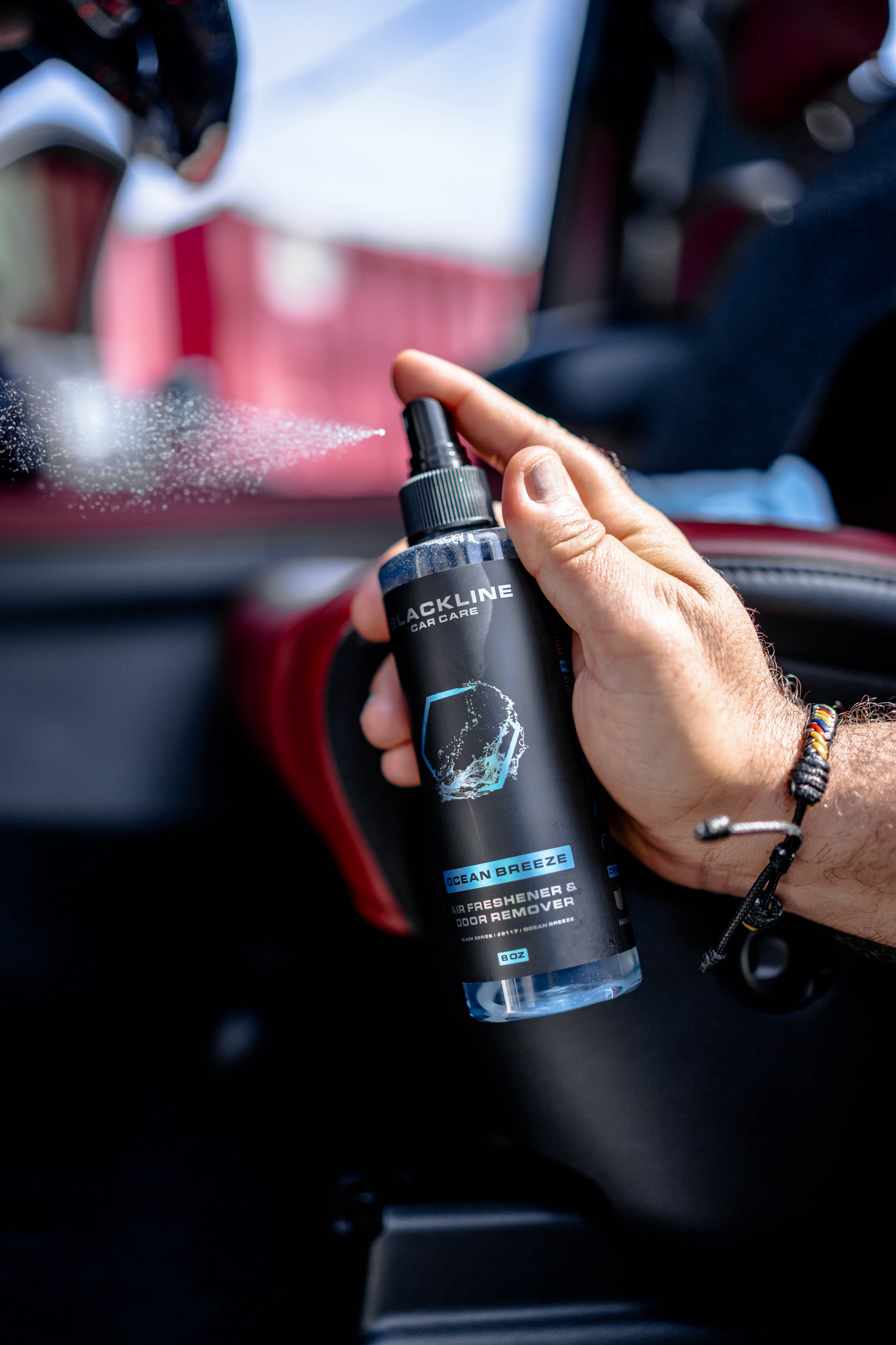 Blackline Car Care - Ocean Breeze Car Air Freshener, Long-Lasting, Oder Eliminator, for Cars, Trucks, SUV, or Home Use - 8 fl OZ - Scent Spray