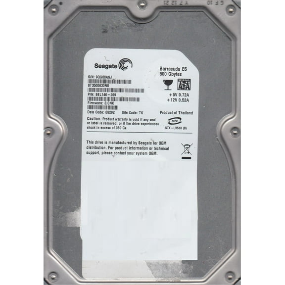 ST3500630NS, 9QG, TK, PN 9BL146-269, FW 3.CNK, Seagate 500GB SATA 3.5 Hard Drive