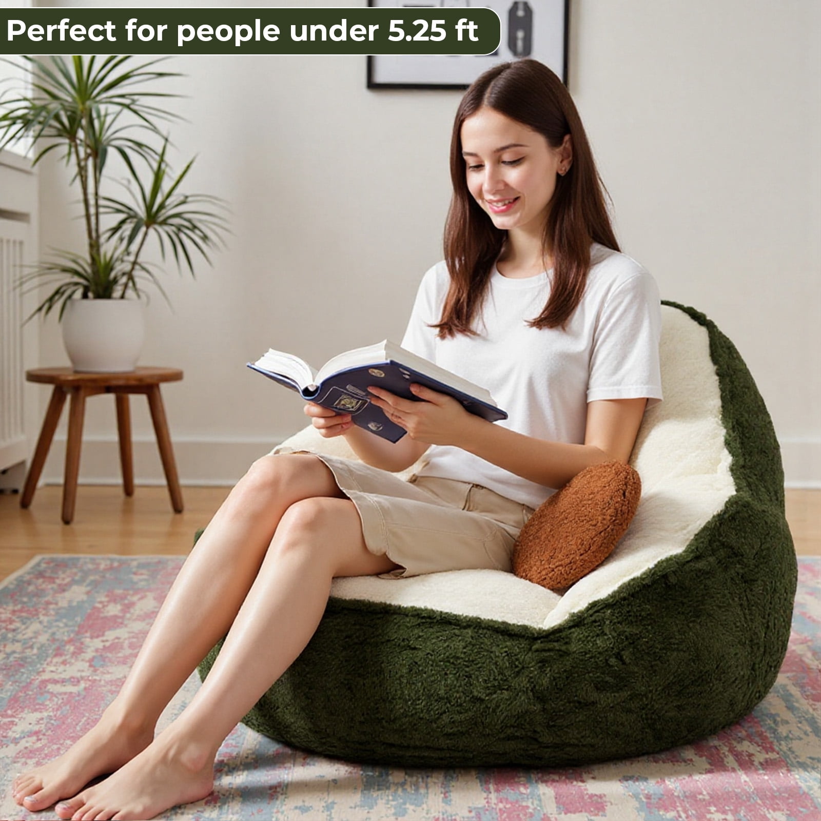 Lusimo Bean Bag Chair for Adults Teens, Lazy Memory Foam Bean Bag Sofa with Pillow, Bean Bag Chair Couch with Plush Washable Cover, Filled Foam Seat Ideal for Game, Read, Lounge