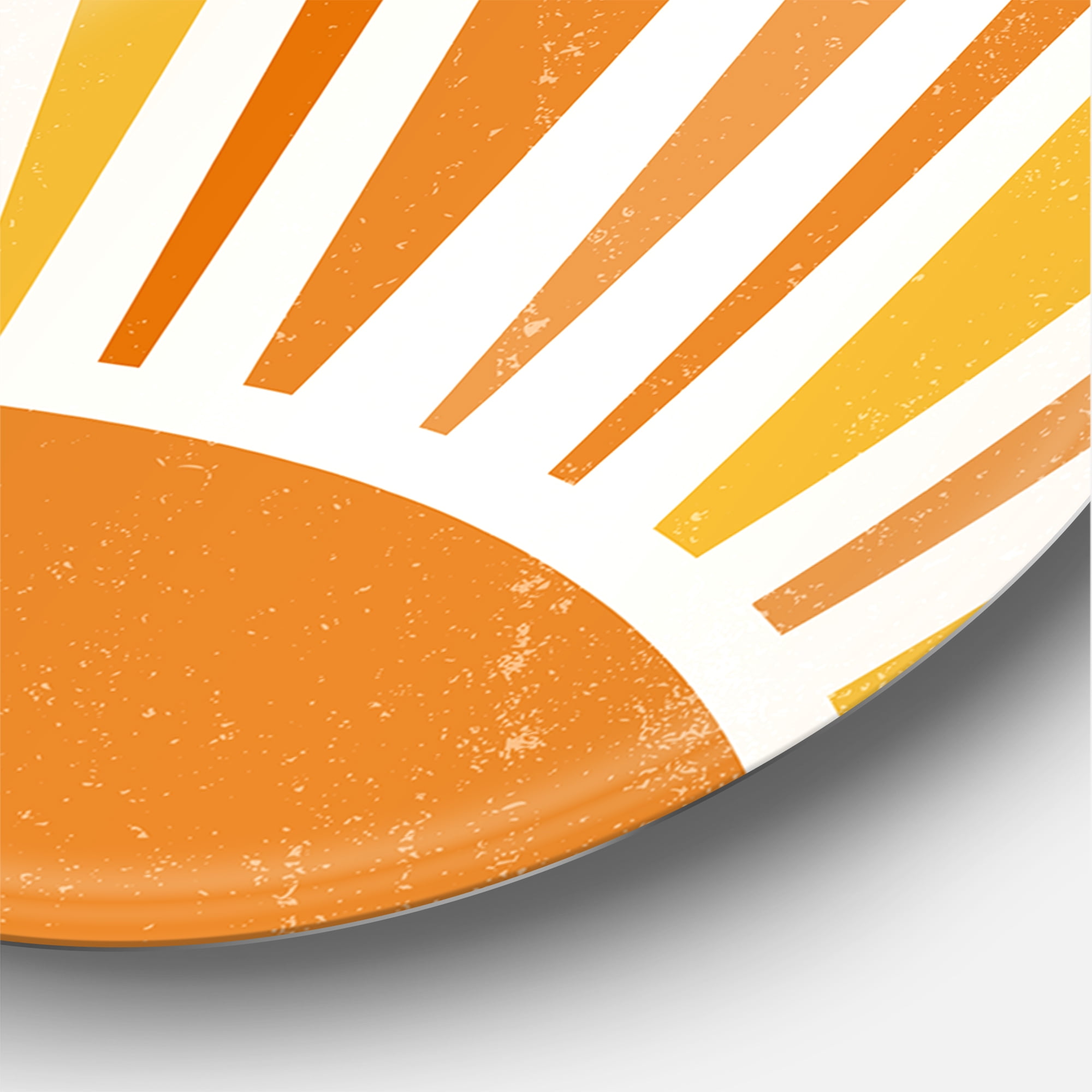Designart 'Minimal Bright Shining Orange Sun Rays II' Modern Circle Metal Wall Art 29x29 - Disc of 29