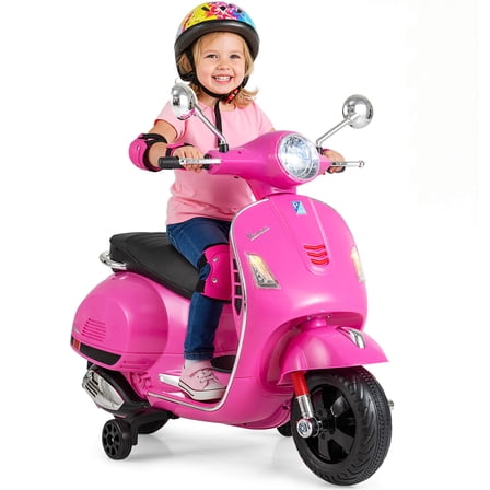Infans Licensed VESPA 12V Kids Electric Motorcycle w/Music Horn Story Training Wheels
