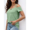 thumbnail image 4 of Womens Cold Shoulder Tops for Women Summer Sexy Cut Out Tops Short Sleeve Criss Cross Casual Shirts, 4 of 6