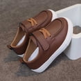 thumbnail image 4 of Purcolt Boys and Girls PU Leather Loafer Sneakers Comfort Casual Round Toe Boat Shoes Lightweight Slip On Walking Shoes with Single Strap Hook and Loop, 4 of 9