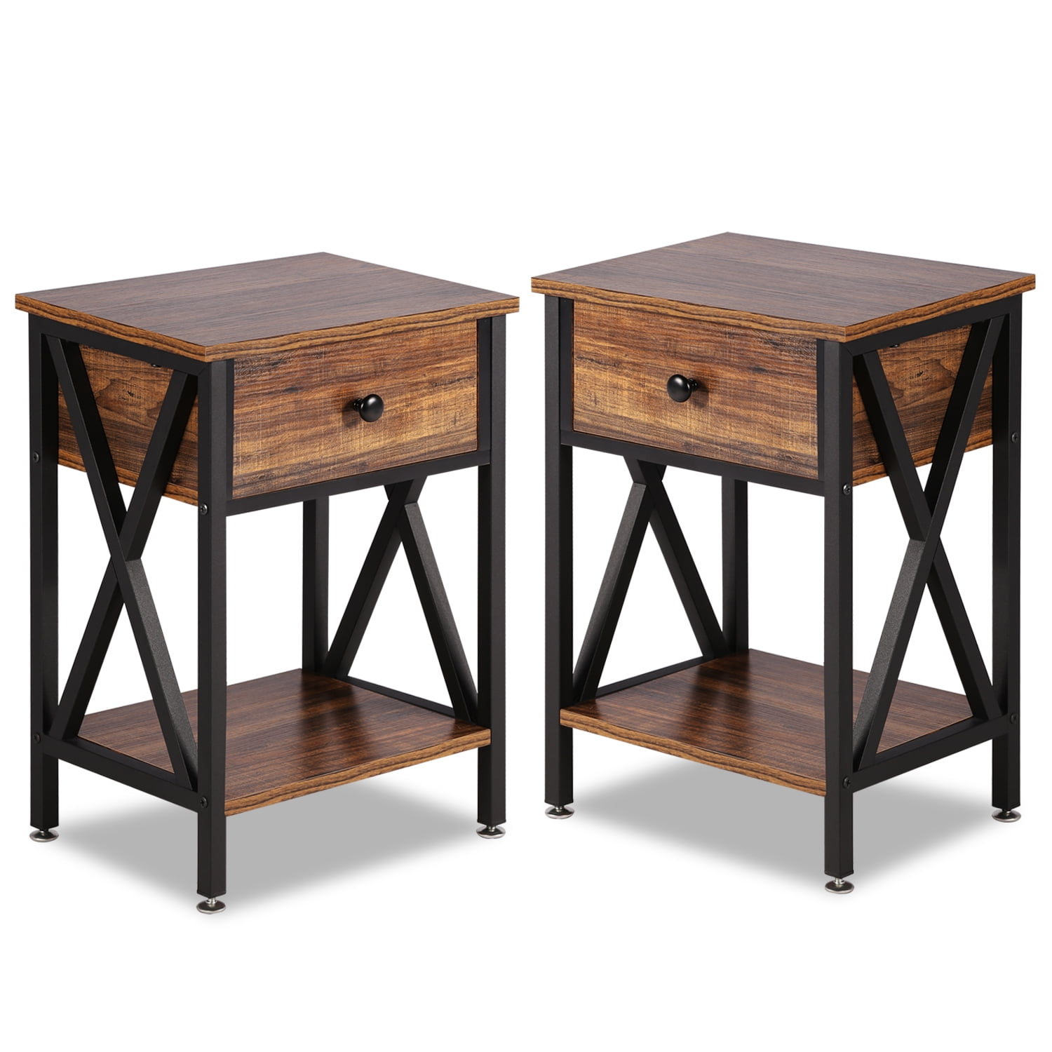 VECELO (Sets of 2)X-Design Nightstand with Drawer ...