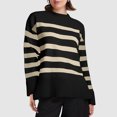 thumbnail image 6 of Royisotas Striped Sweaters for Women Pullover Black Knit Loose Winter Ladies Sweater Tops Long Sleeve, 6 of 7
