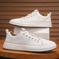 thumbnail image 3 of Men's All-White Genuine Leather Low-Top Skate Sneakers, 3 of 5