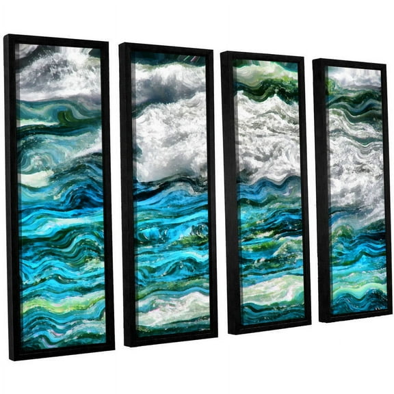 ArtWall Kevin Calkins "Cresting Waves 3.0" 4-Piece Floater Framed Canvas Set
