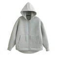 thumbnail image 1 of KEYANKETIAN-Sudadera con capucha y cremallera para mujer, suéter holgado de gran tamaño con bolsillos dobles, ropa de calle, estilo Unisex, invierno, novedad, 1 of 5