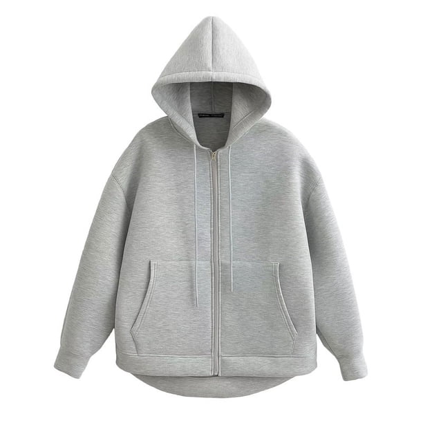 KEYANKETIAN-Sudadera con capucha y cremallera para mujer, suéter holgado de gran tamaño con bolsillos dobles, ropa de calle, estilo Unisex, invierno, novedad