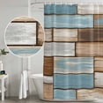 thumbnail image 4 of Blue Beige Brown Vintage Shower Curtain Set - Extra Long 72" x 96" Washable Bathtub Curtain with 12 Hooks, Retro Farmhouse Elegant Pastoral Waterproof Fabric Stall Shower Curtains for Bathroom Décor, 4 of 6