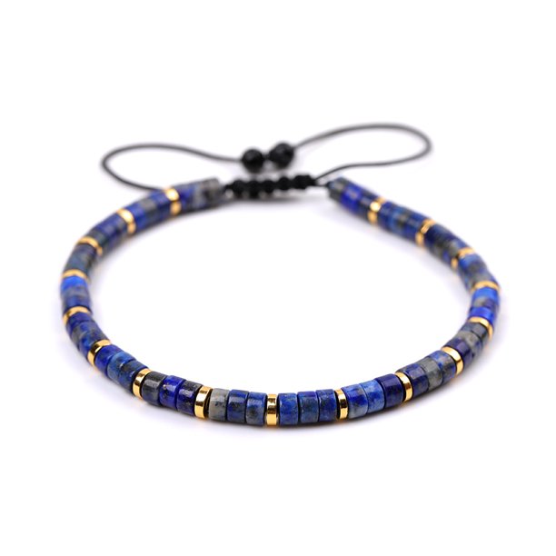 Nvzi Pulseras de cuentas para hombres: pulsera de cuentas ajustable con cuentas de cristal curativo de 4 mm, color azul oscuro