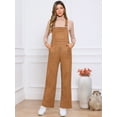 thumbnail image 4 of DARING DIVA Women's Adjustable Straps Wide Leg High Waisted Overalls with Pockets XS Brown, 4 of 6