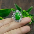 thumbnail image 4 of Green Copper Turquoise 925 Sterling Silver Statement Promise Ring Gift Jewelry For Men And Women, 4 of 5